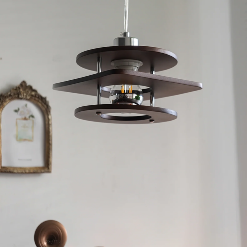 Retro Walnut Indoor Pendant Light For Dining Room - Lumpaz