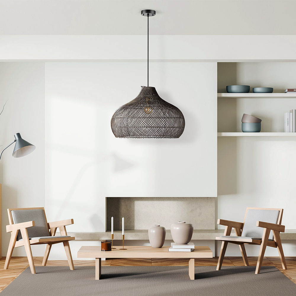 Modern Rattan Handwoven Island Pendant Light - Lumpaz