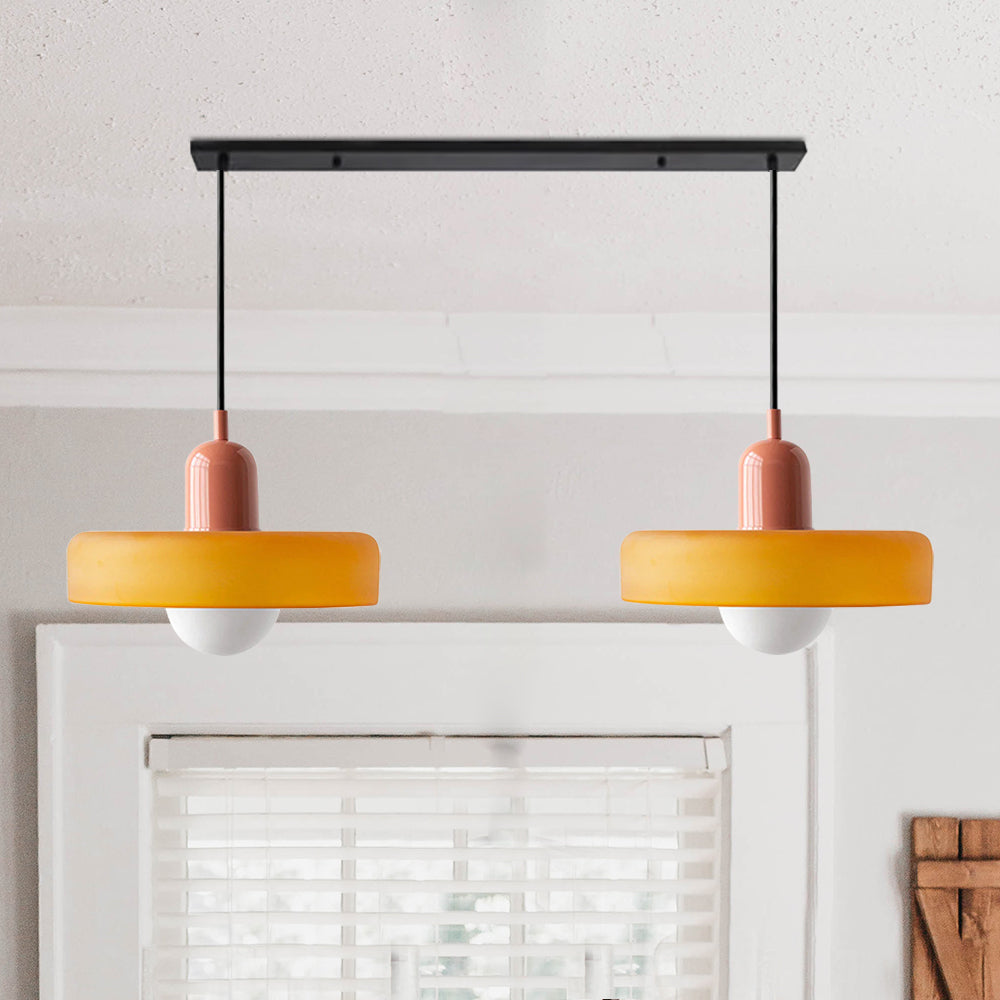 2 Heads Modern Bauhaus Glass Pendant Light - Lumpaz