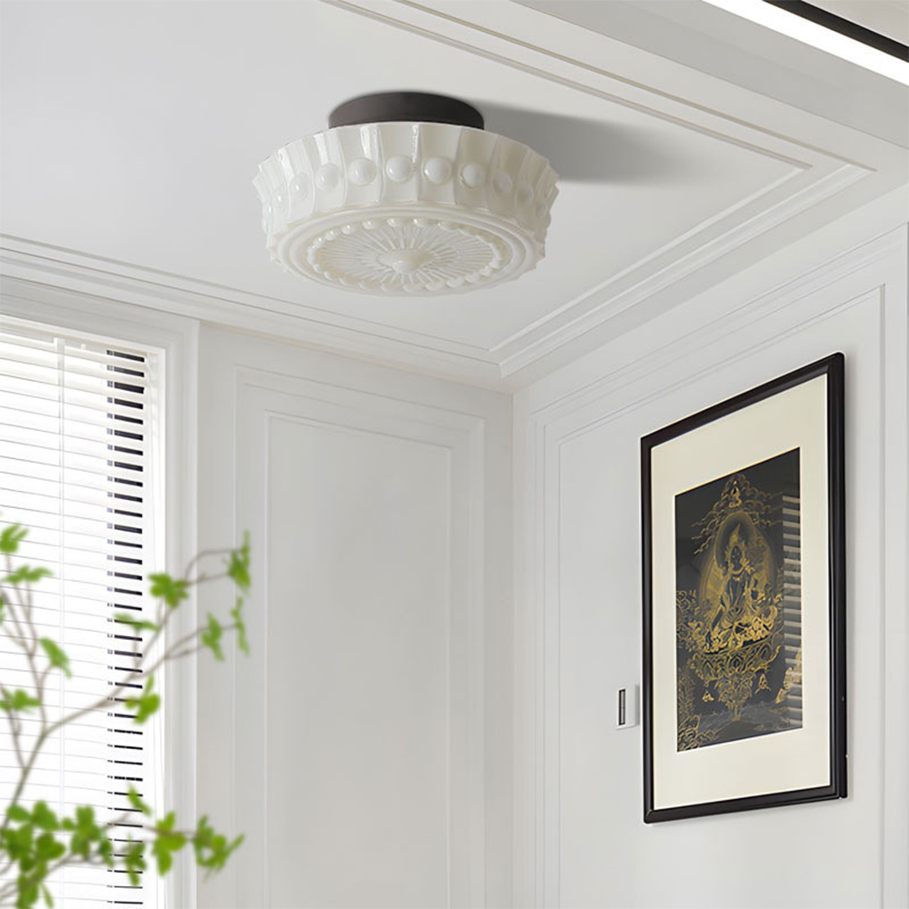 White Vintage Round Pendant Light - Lumpaz