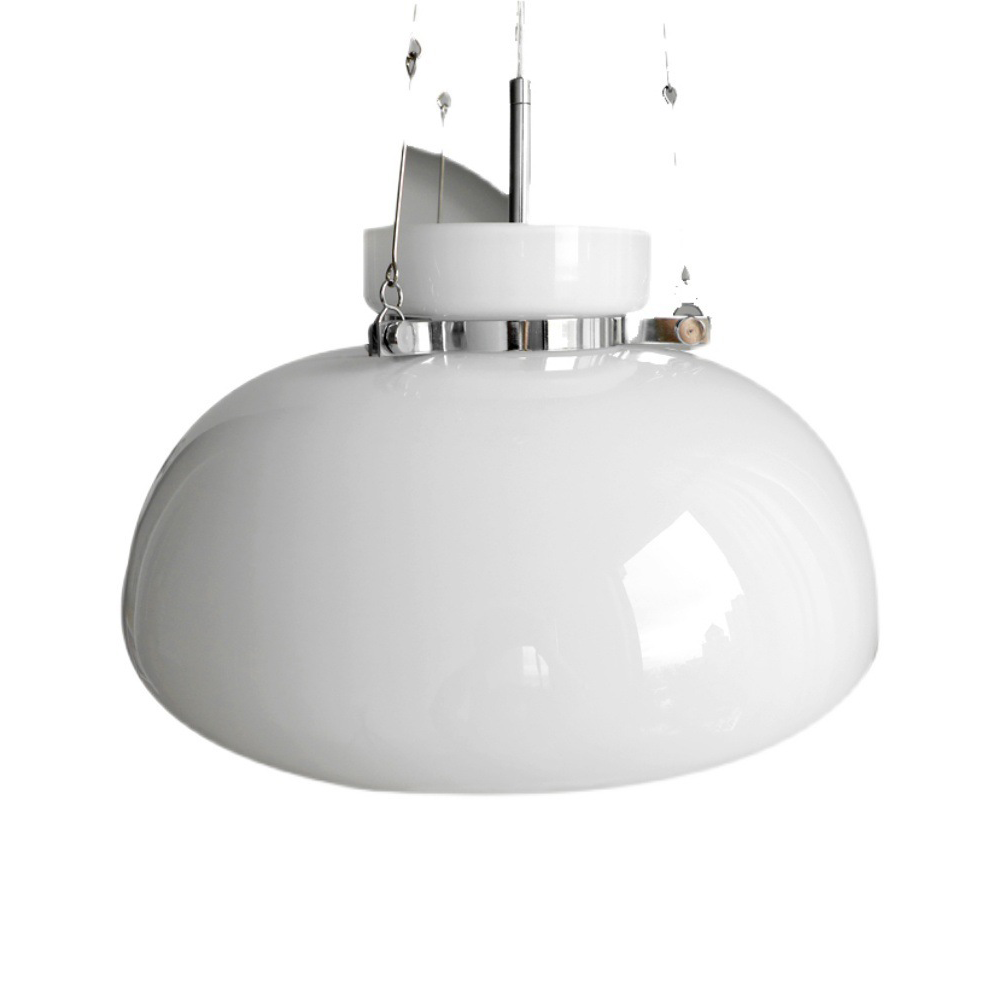 Vintage Milk Dome Glass Pendant Light - Lumpaz