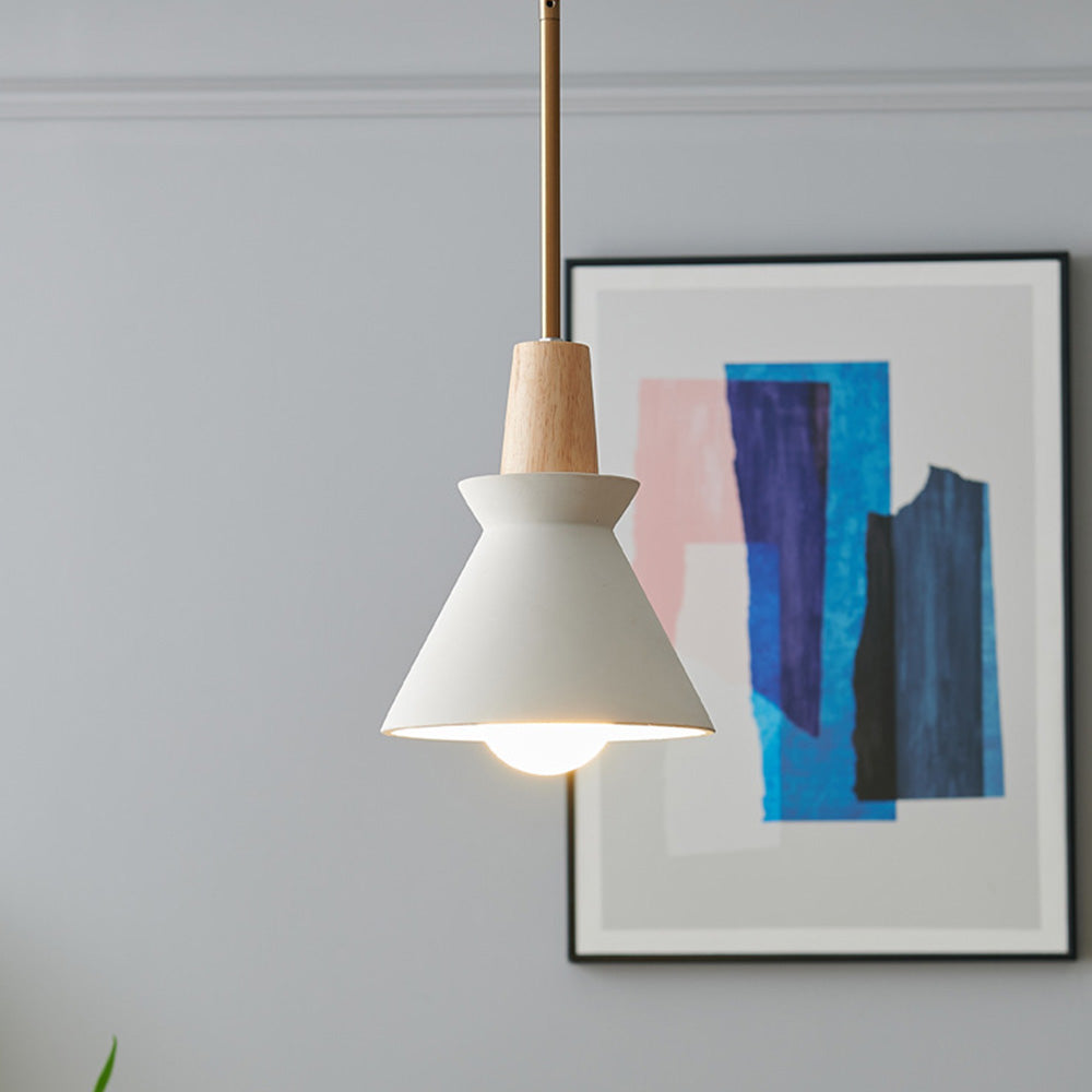Modern White Concrete Cone Pendant Light - Lumpaz