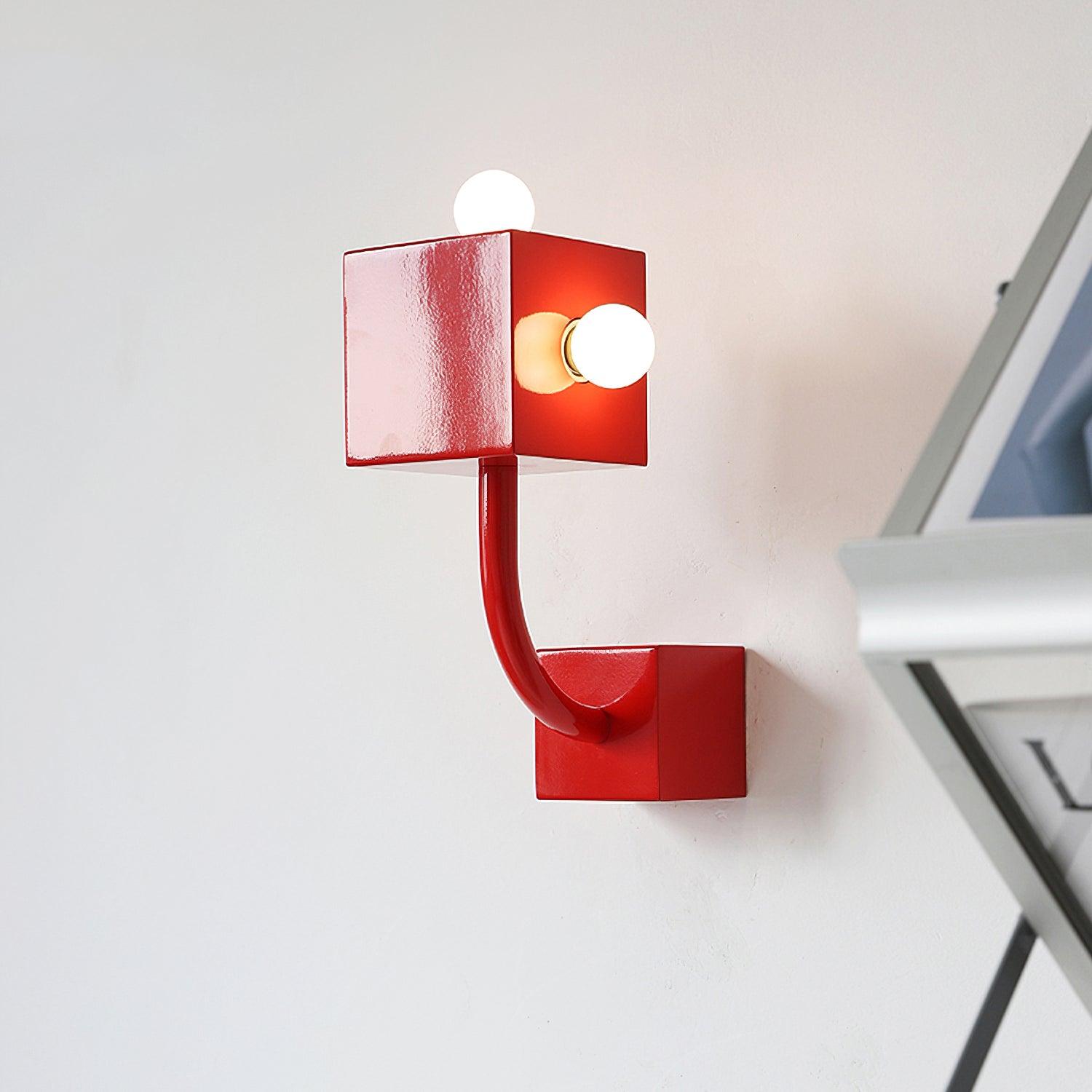 Red Cube Wall Lamp - Lumpaz