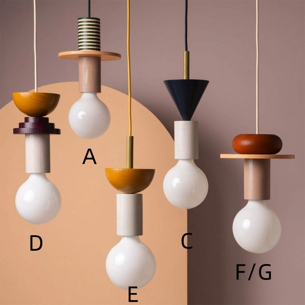 Design Colored Wood Blocks Pendant Light - Lumpaz