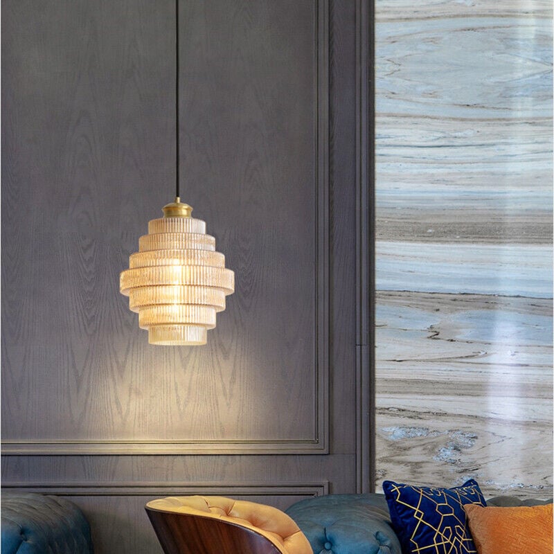 Bottle Shaped Brass Glass Pendant Light - Lumpaz