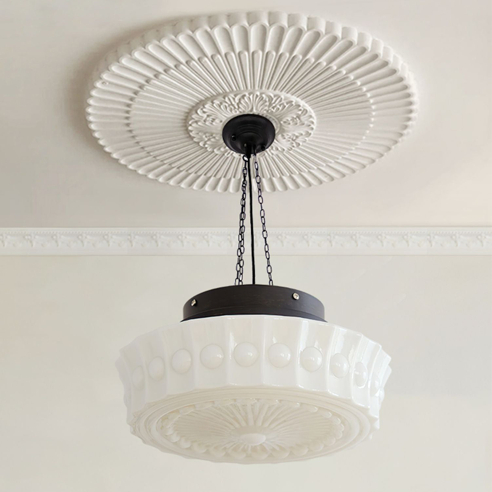 White Vintage Round Pendant Light - Lumpaz