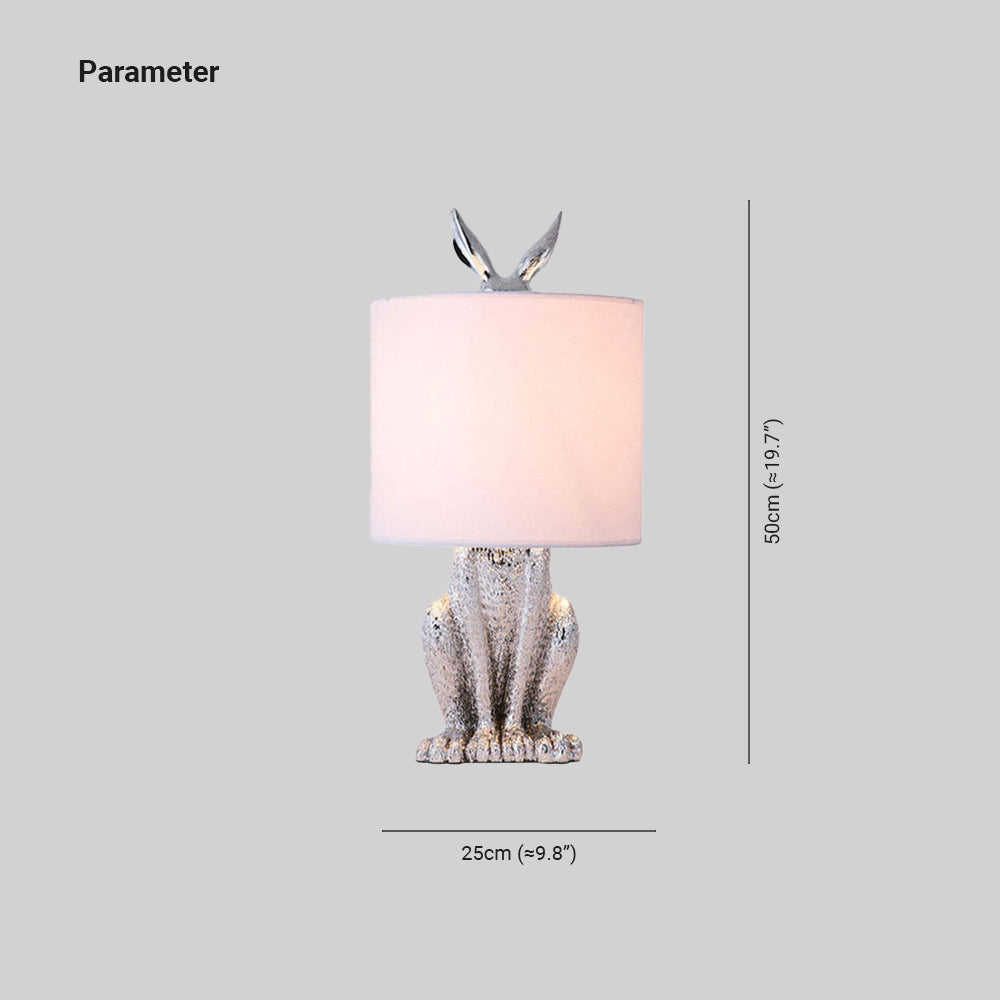 Alice Kaninchen Zylinder Tischlampe Metall, Schwarz/Weiß/Gold - Lumpaz