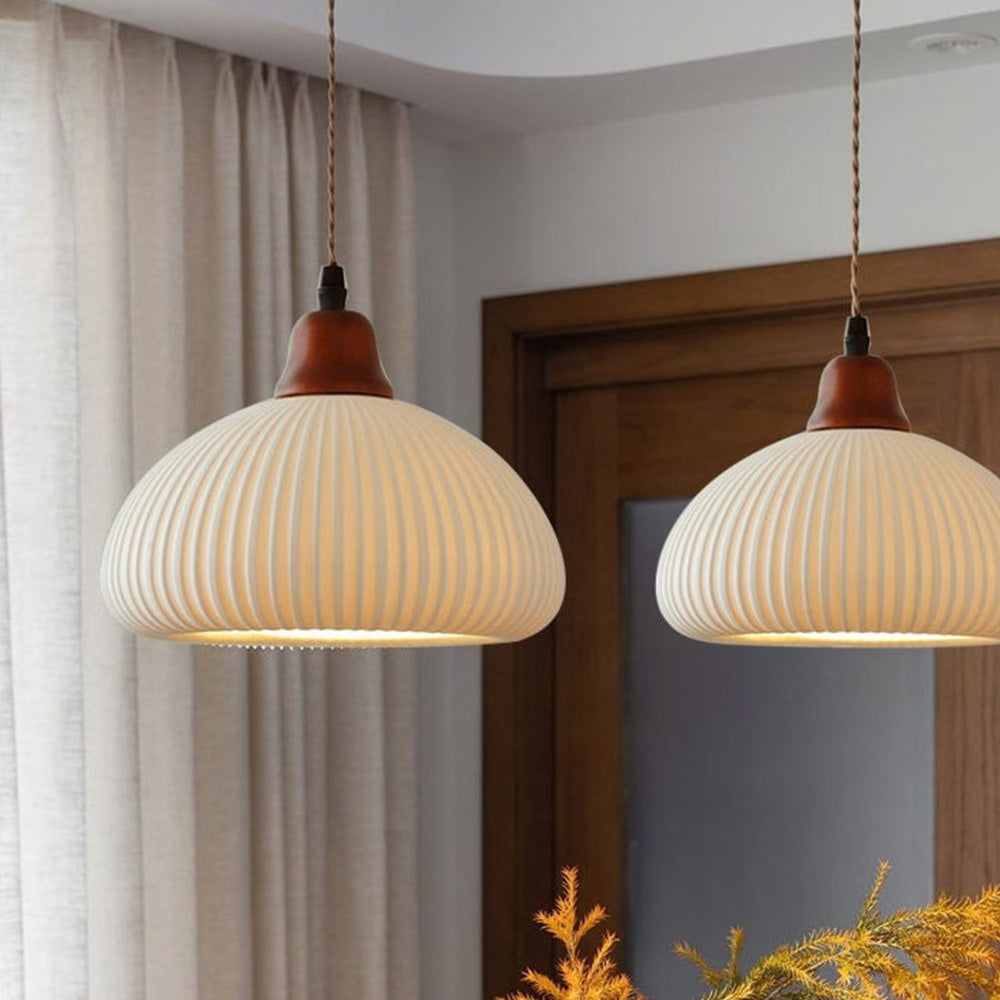Vintage Nordic Ceramic White Pendant Light For Dining Room - Lumpaz