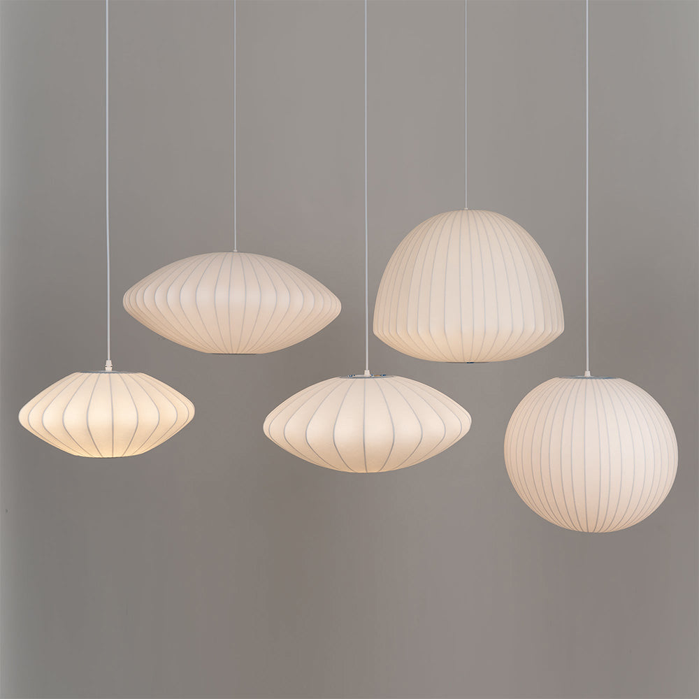 Nordic White Lantern Saucer Pendant Light For Living Room - Lumpaz