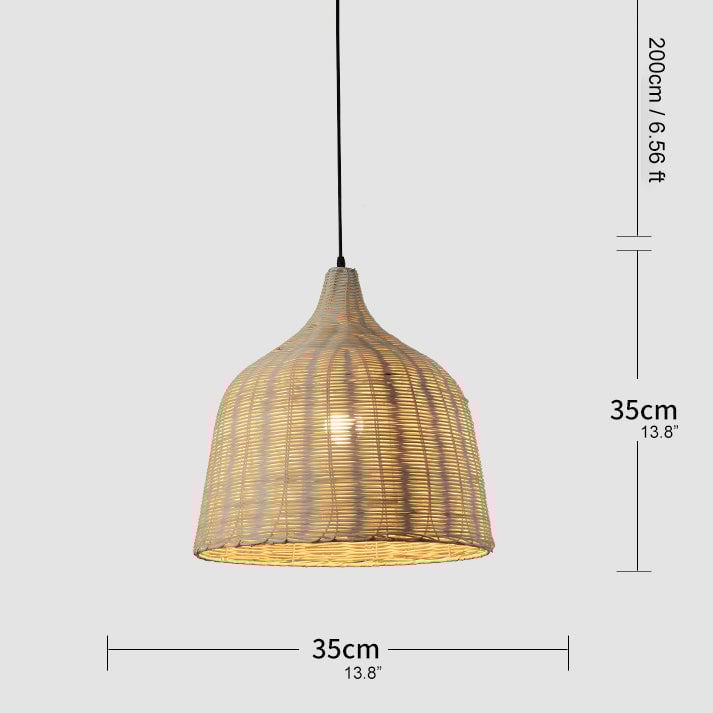 Bamboo Rattan Basket Pendant Light For Kitchen - Lumpaz