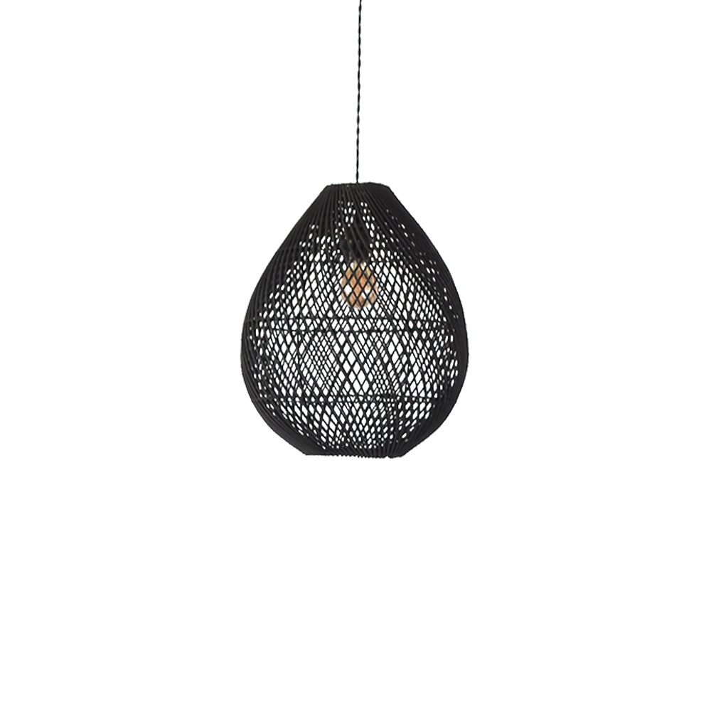 Boho Rattan Handwoven Black Pendant Light - Lumpaz