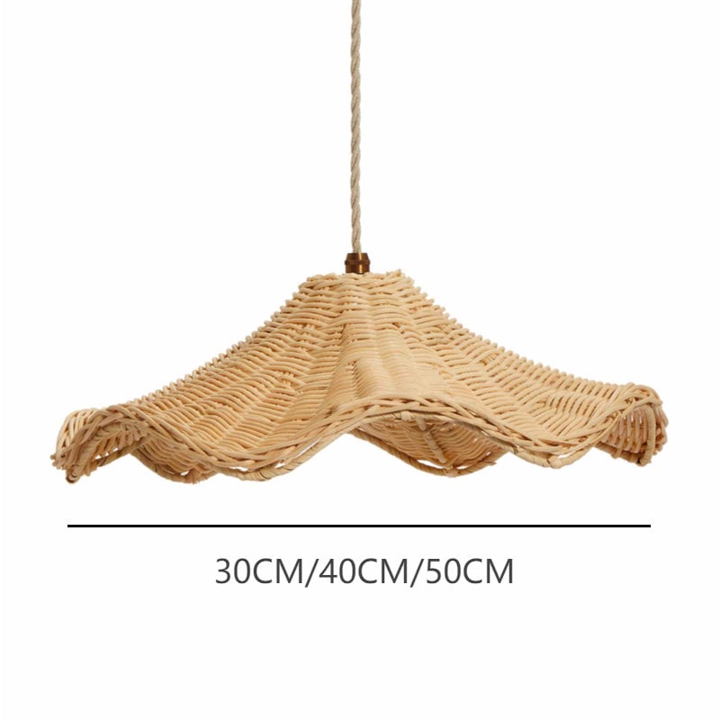 Boho Wicker Rattan Farmouse Pendant Light - Lumpaz