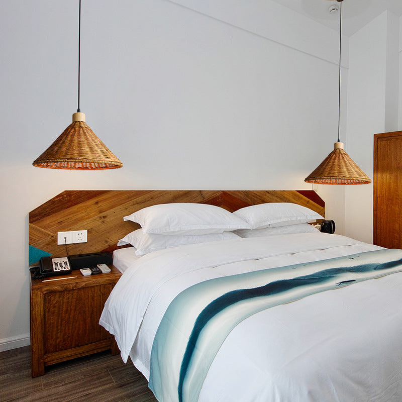 Brown Rattan Basket Pendant Lighting Fixture - Lumpaz