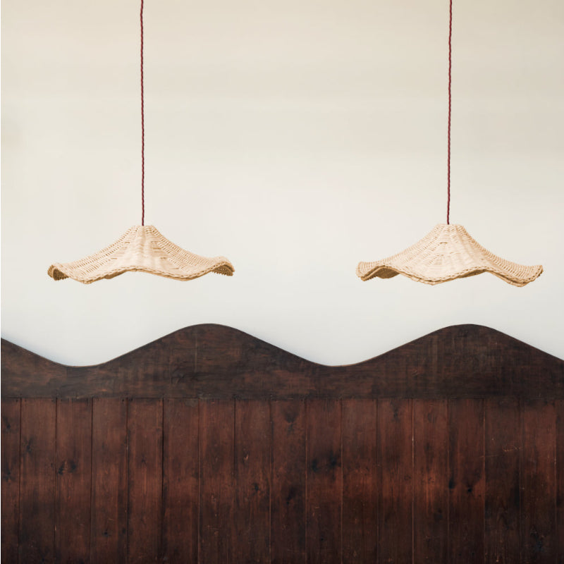 Boho Wicker Rattan Farmouse Pendant Light - Lumpaz