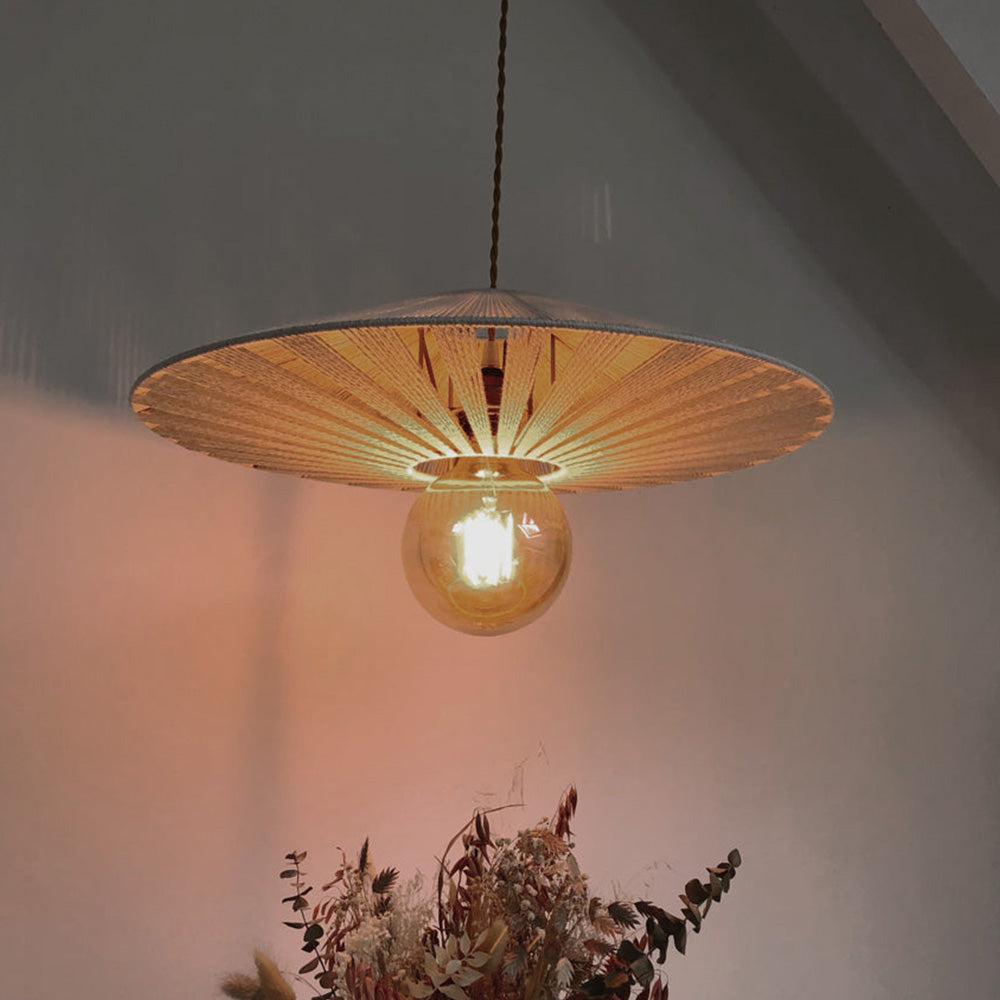 Vintage Hat Shape Rope Handmade Pendant Light For Living Room - Lumpaz