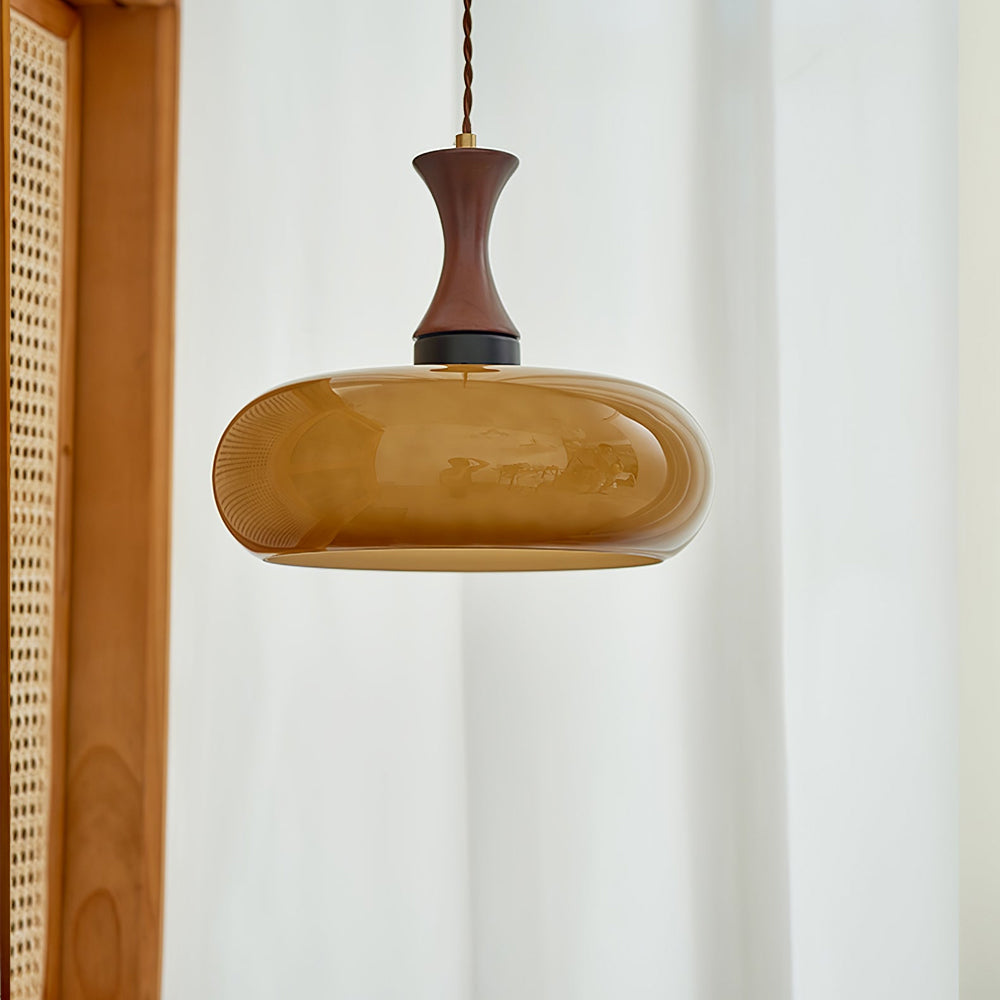 Wooden Yellow Dome Pendant Light for Kitchen Islands - Lumpaz