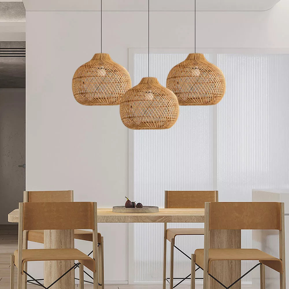 Handmade Wicker Basket Rattan Pendant Light - Lumpaz