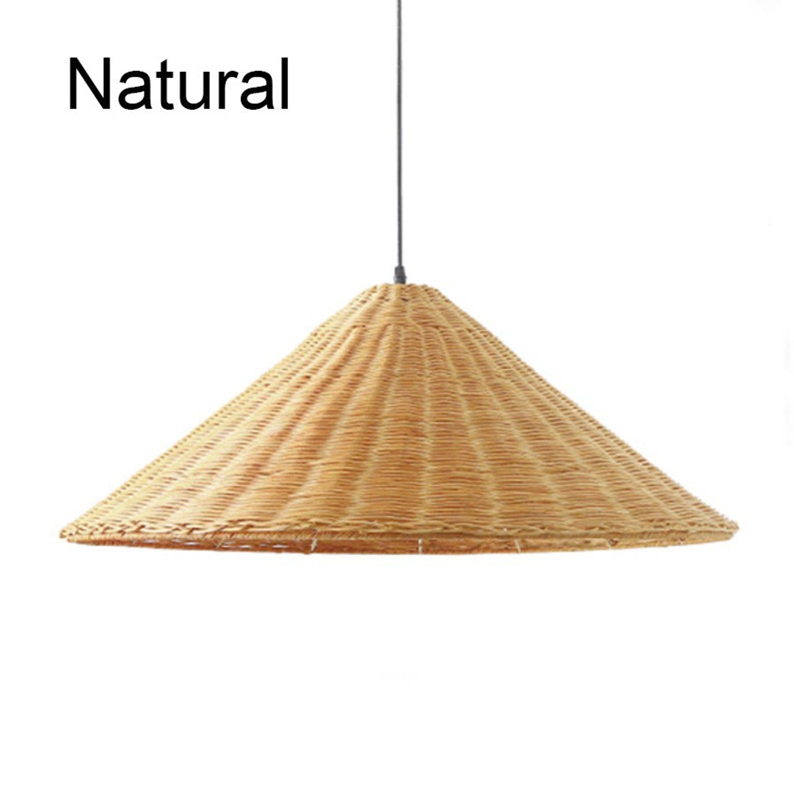 Retro Woven Rattan Cone Pendant Light - Lumpaz