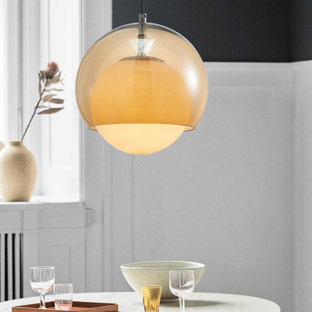 Vintage Orange Bauhaus Glass Pendant Light - Lumpaz