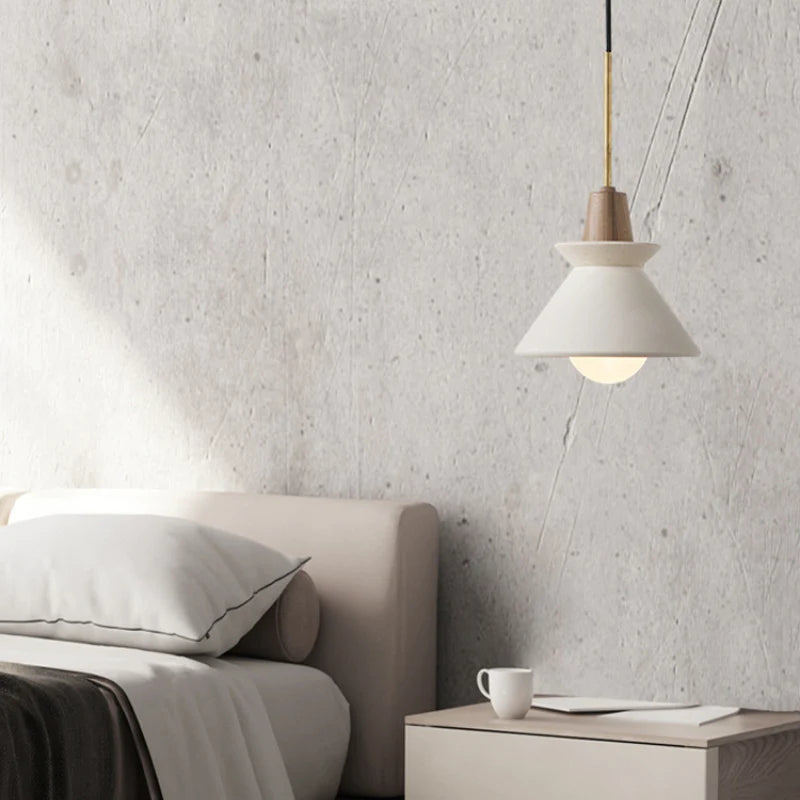 Modern White Concrete Cone Pendant Light - Lumpaz
