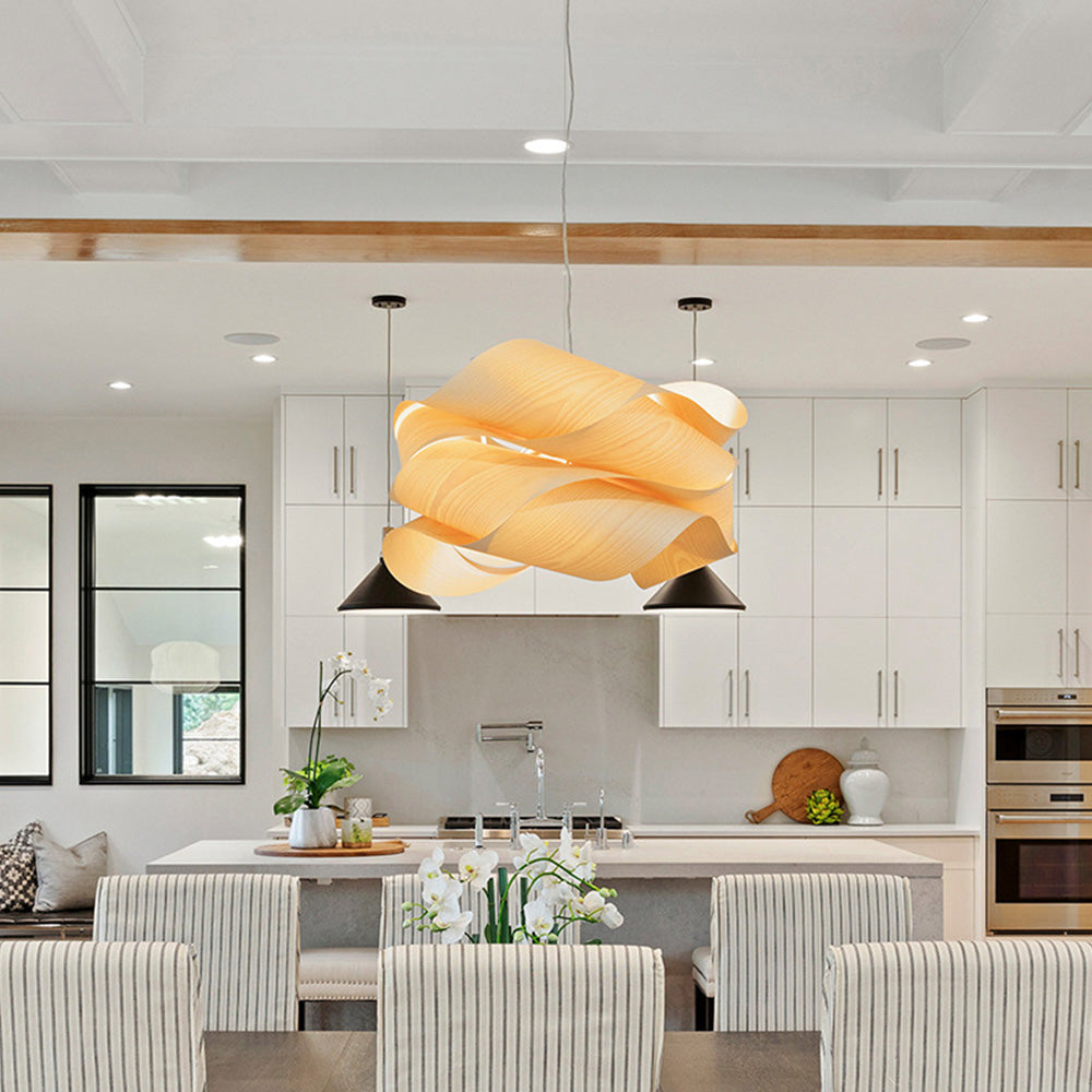 Modern Irregular Wood Pendant Light For Kitchen - Lumpaz