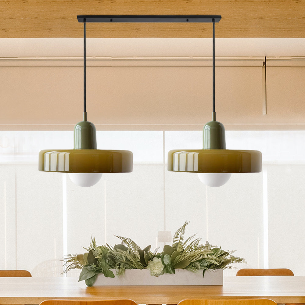 2 Heads Modern Bauhaus Glass Pendant Light - Lumpaz