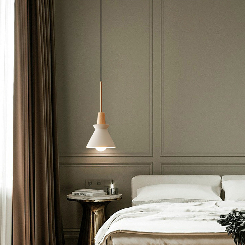 Modern White Concrete Cone Pendant Light - Lumpaz