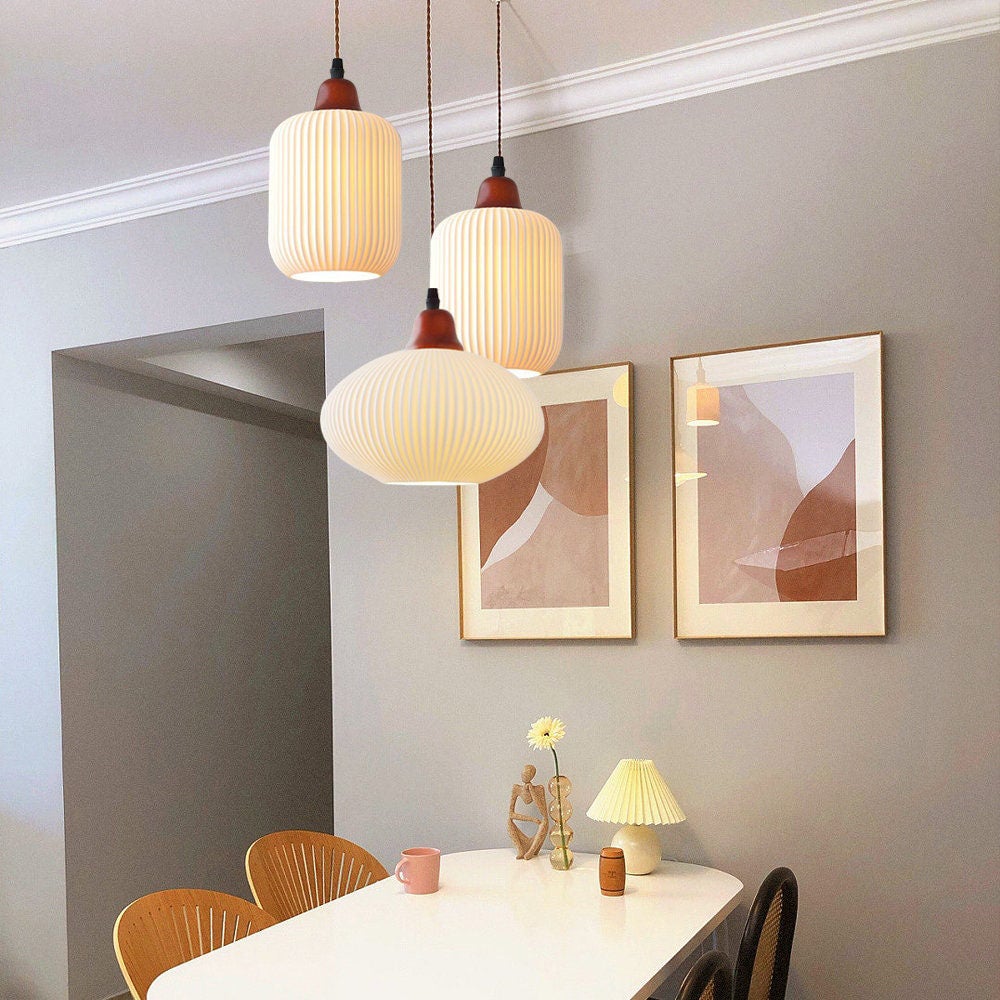 Vintage Nordic Ceramic White Pendant Light For Dining Room - Lumpaz