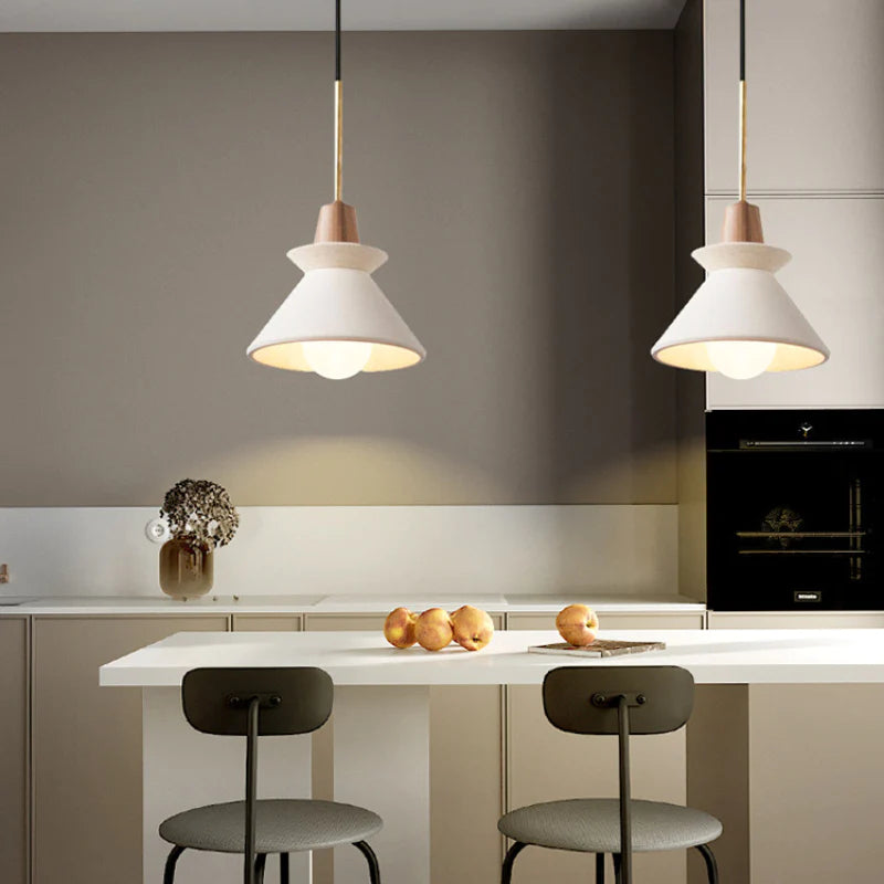Modern White Concrete Cone Pendant Light - Lumpaz