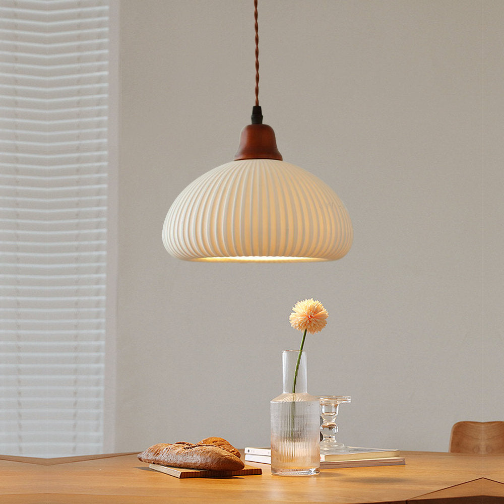 Vintage Nordic Ceramic White Pendant Light For Dining Room - Lumpaz