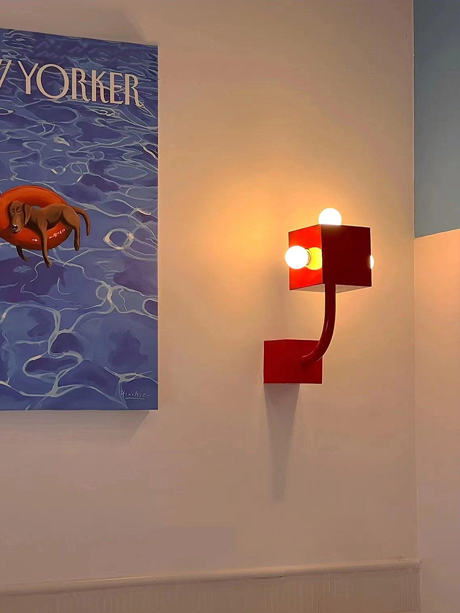 Red Cube Wall Lamp - Lumpaz