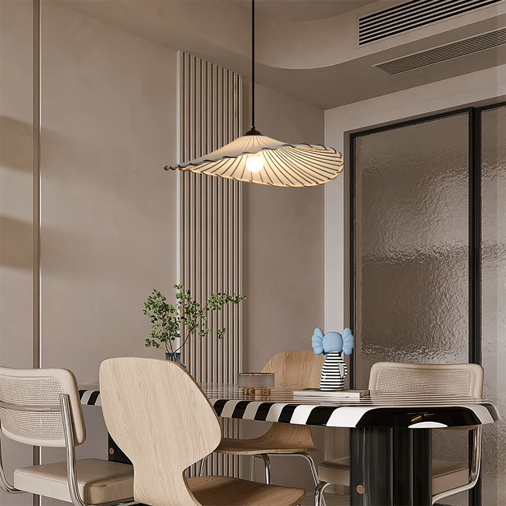 Wabi-Sabi Vintage Lotus Leaf Fabric Pendant Light - Lumpaz