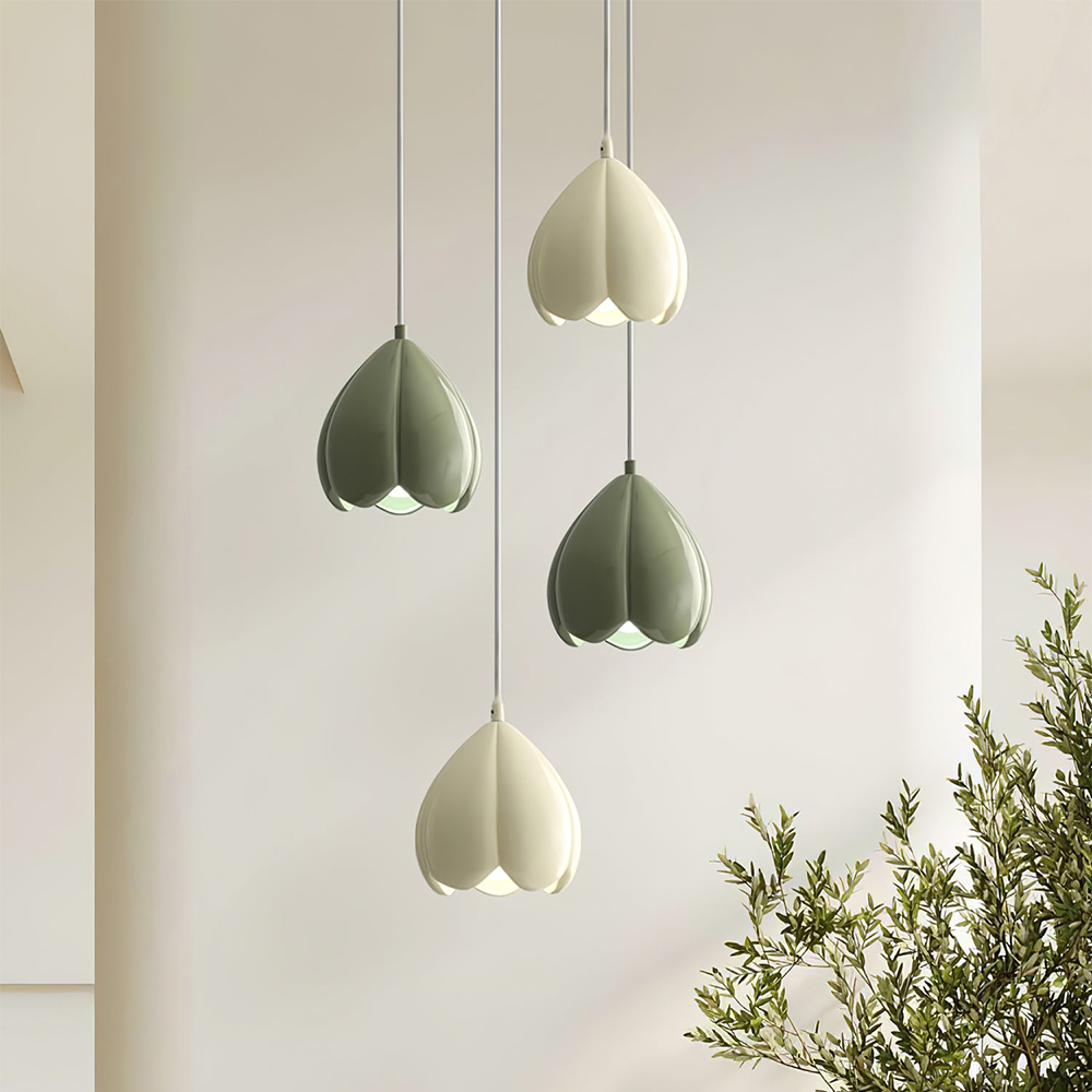 French Style Creamy Hanging Lamp Rustic Nature-Inspired Design Pendant Light - Lumpaz