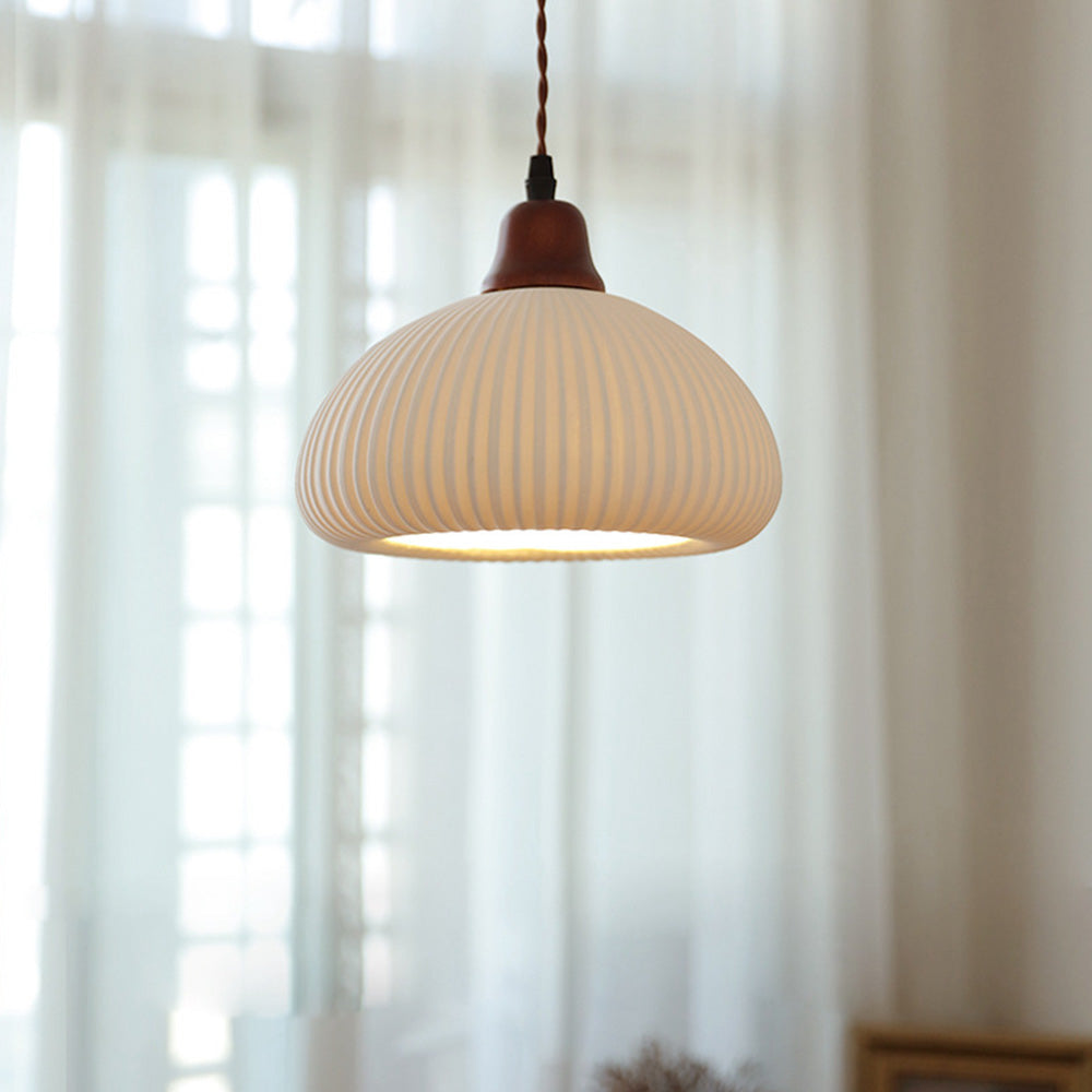 Vintage Nordic Ceramic White Pendant Light For Dining Room - Lumpaz