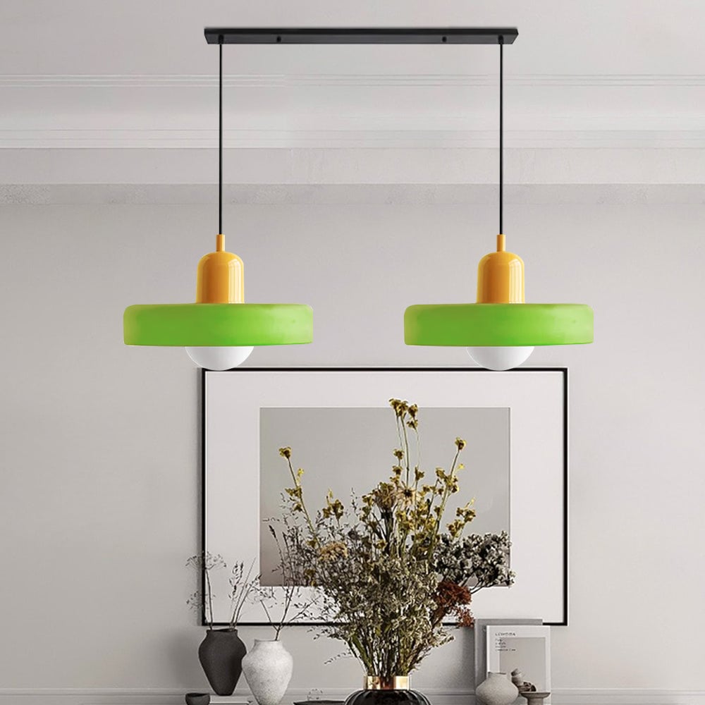 2 Heads Modern Bauhaus Glass Pendant Light - Lumpaz