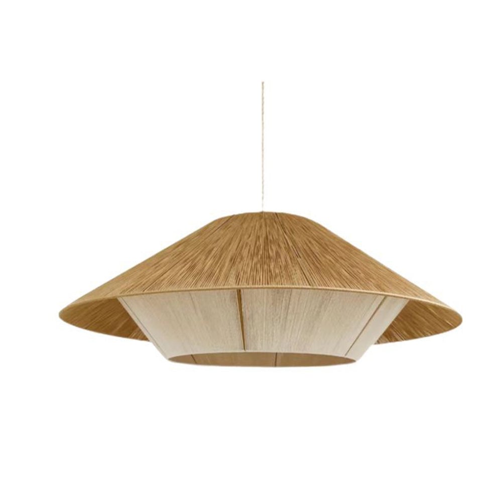 Retro Natural Fabric Hat Boho Pendant Light - Lumpaz