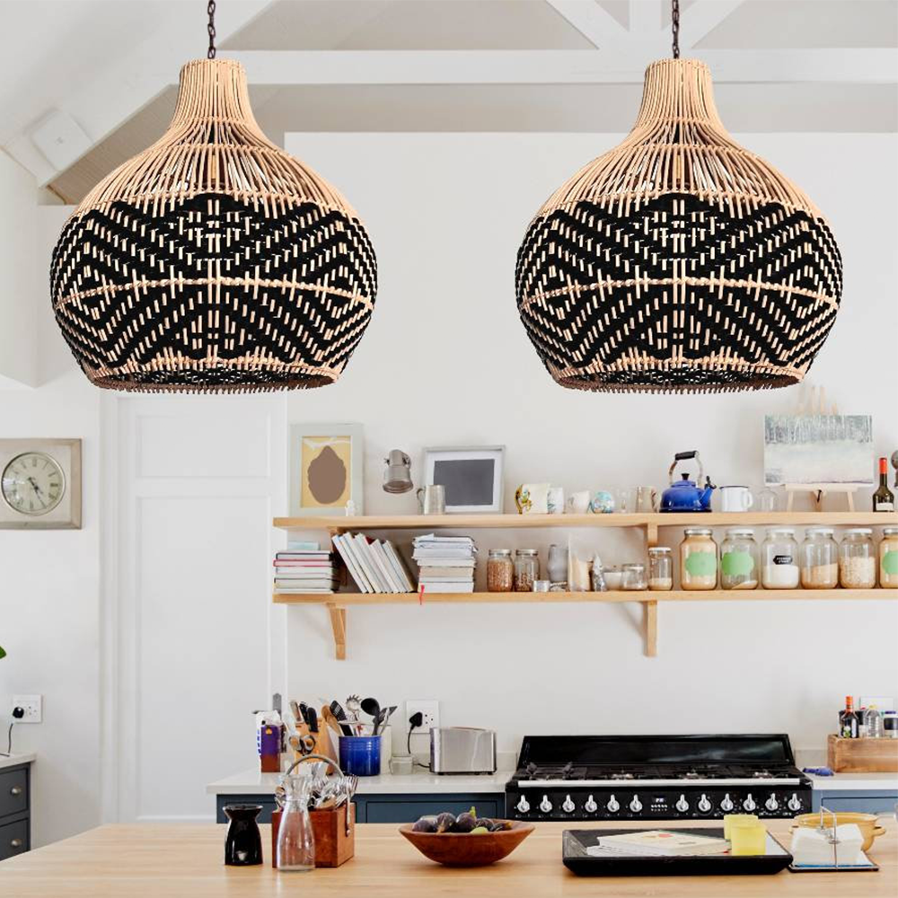 Vintage Ratten Handwoven Pendant Light - Lumpaz
