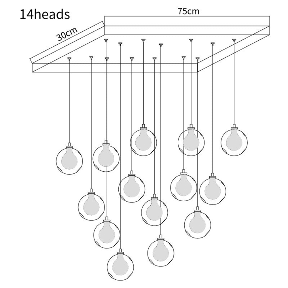 Multi-heads Glass Globe Cluster Stairway Light Pendant Light - Lumpaz