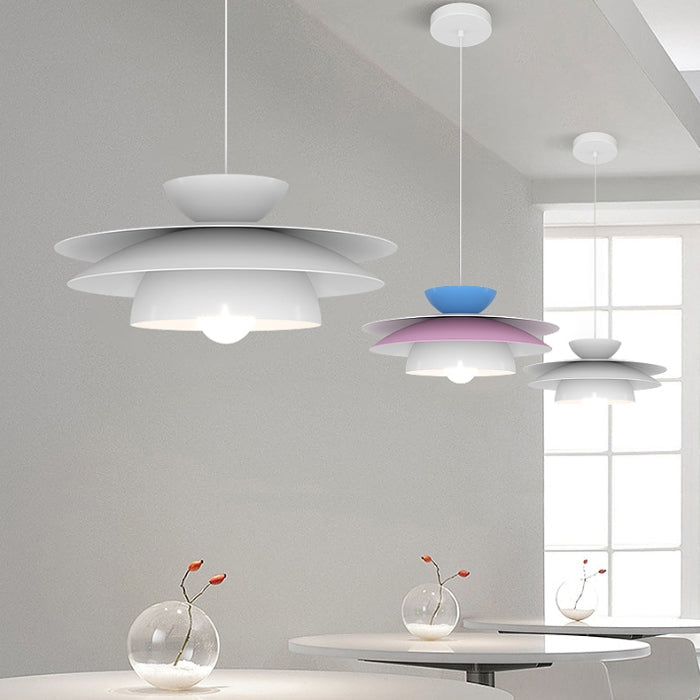 Modern Designer Style Round White Pendant Light - Lumpaz