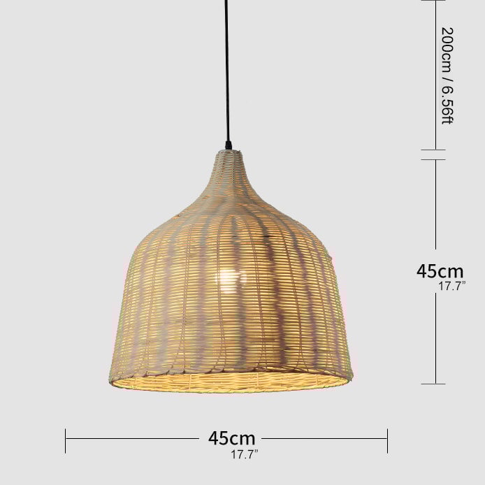 Bamboo Rattan Basket Pendant Light For Kitchen - Lumpaz