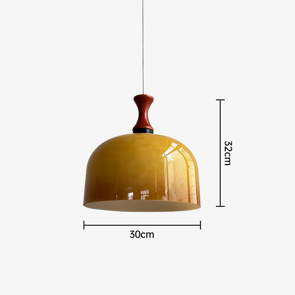 Vintage 1-Light Retro Glass Flat Ball Pendant Fixture - Lumpaz