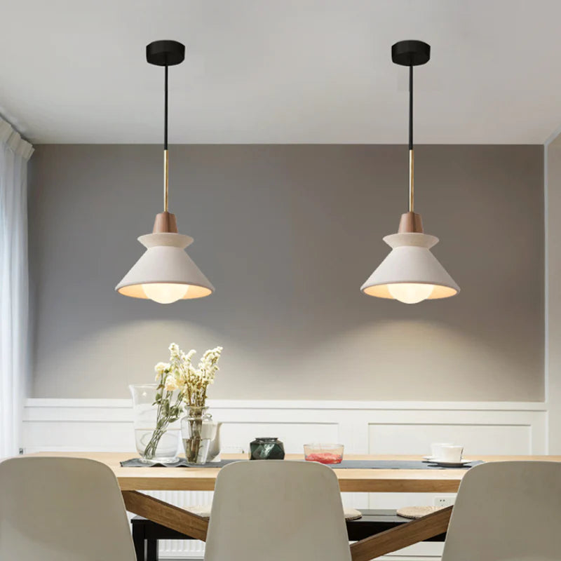 Modern White Concrete Cone Pendant Light - Lumpaz
