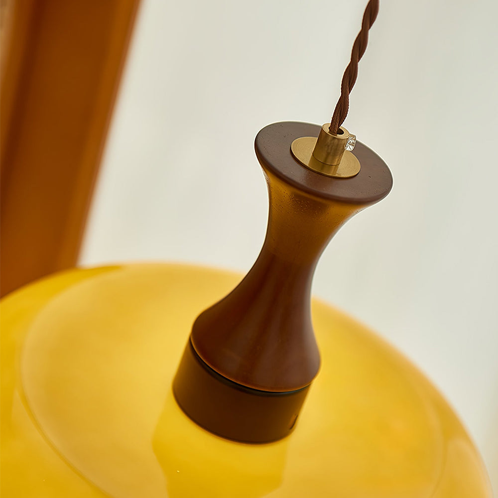 Wooden Yellow Dome Pendant Light for Kitchen Islands - Lumpaz