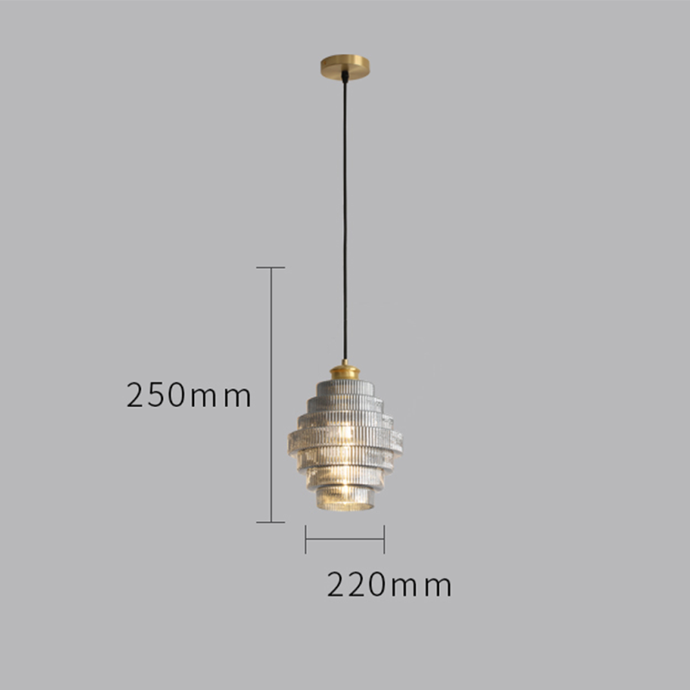 Antique Stripped Glass Brass Pendant Light - Lumpaz