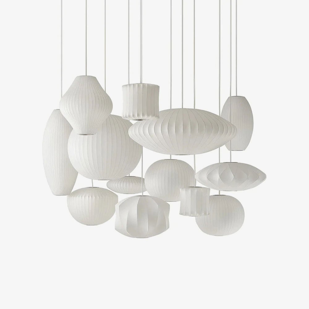 Nordic White Lantern Saucer Pendant Light For Living Room - Lumpaz