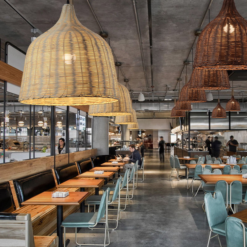 Bamboo Rattan Basket Pendant Light For Kitchen - Lumpaz