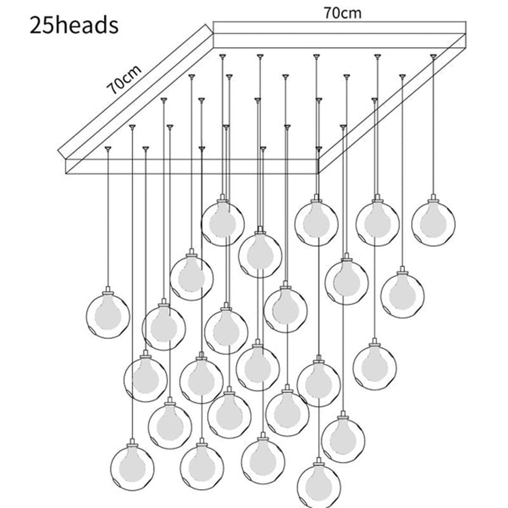 Multi-heads Glass Globe Cluster Stairway Light Pendant Light - Lumpaz