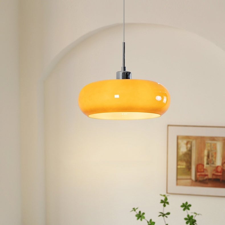 Vintage Bauhaus Round Glass Pendant Light - Lumpaz