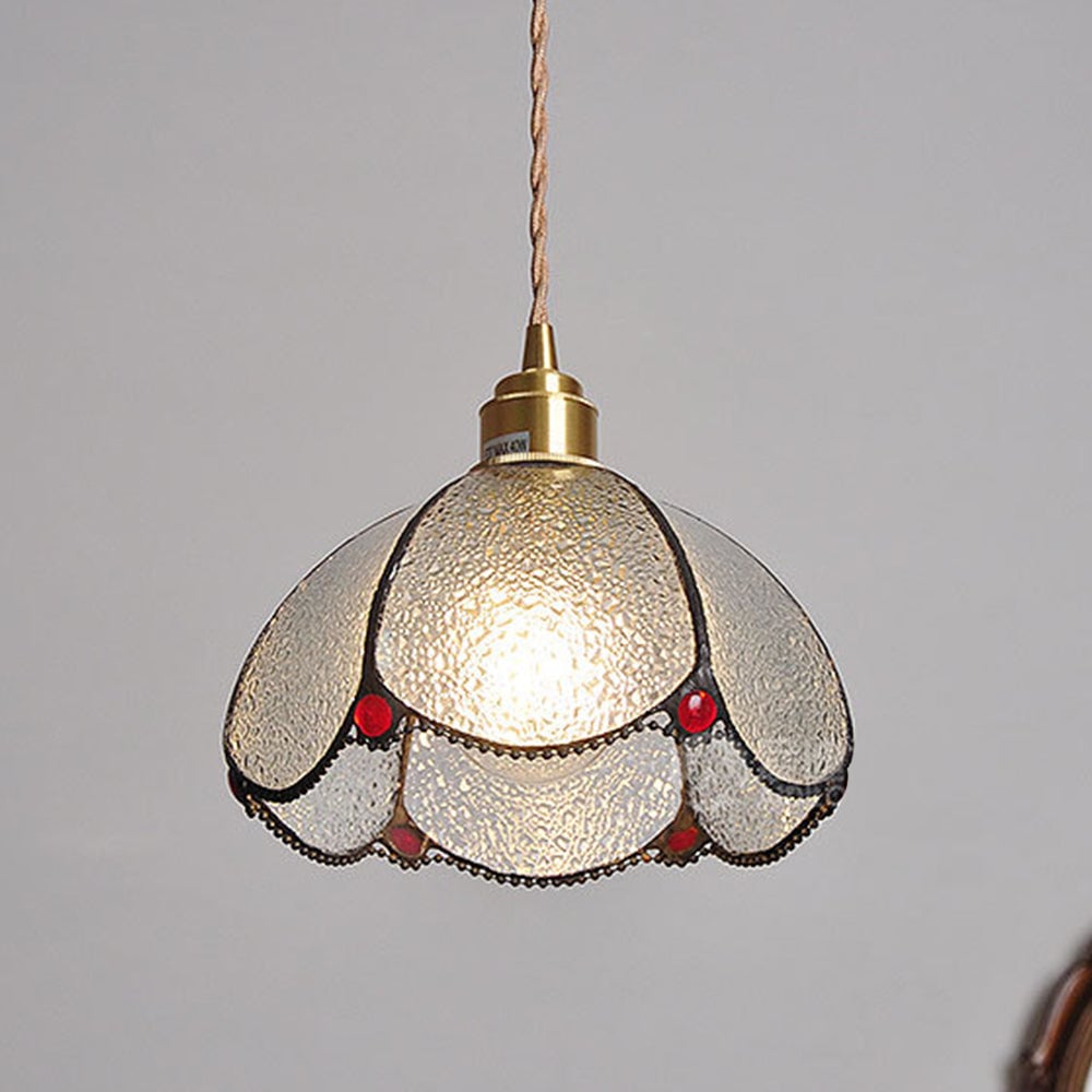 Vintage Stained Glass Dome Tiffany Pendant Light - Lumpaz