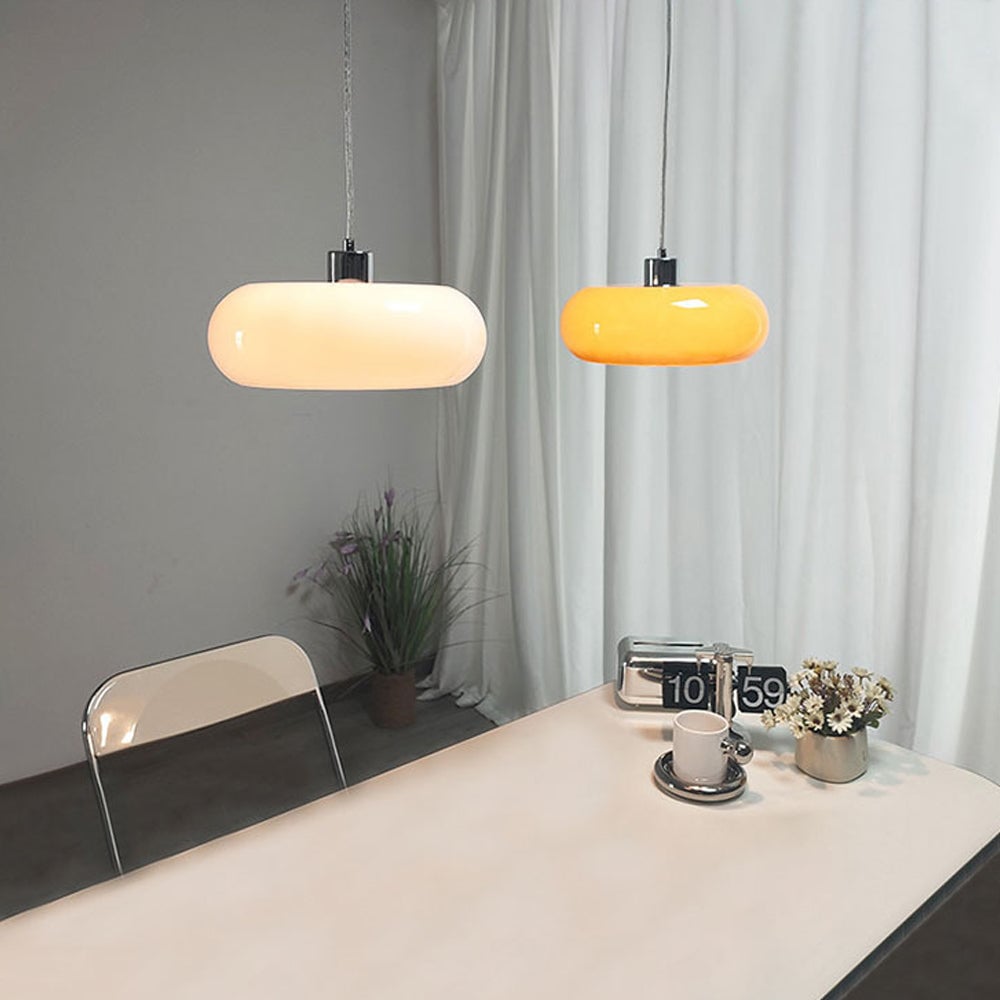 Vintage Bauhaus Round Glass Pendant Light - Lumpaz